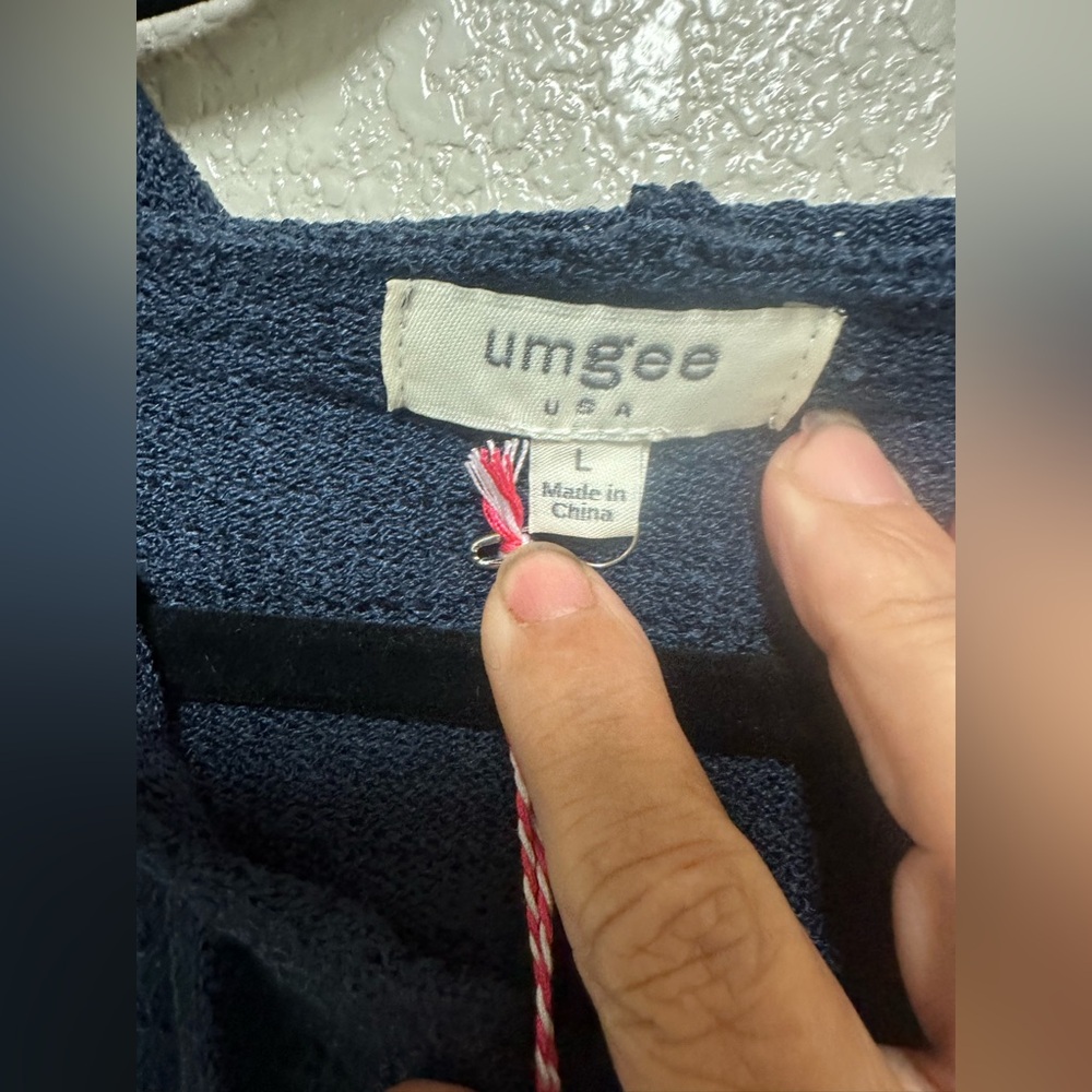 NWT Umgee Pointelle Knit Striped Zip-Up Seater - Size L - Picture 4 of 5